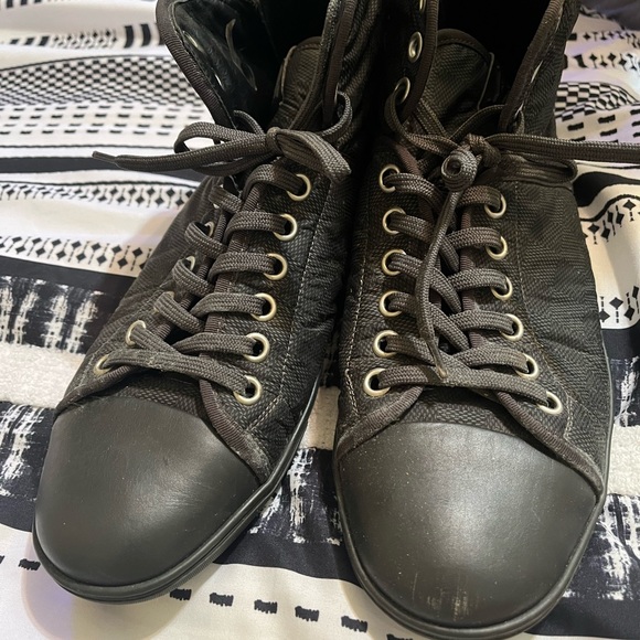 Louis Vuitton Black/Grey Damier Graphite Fabric And Leather Trim Zip Up High Top - Picture 8 of 9